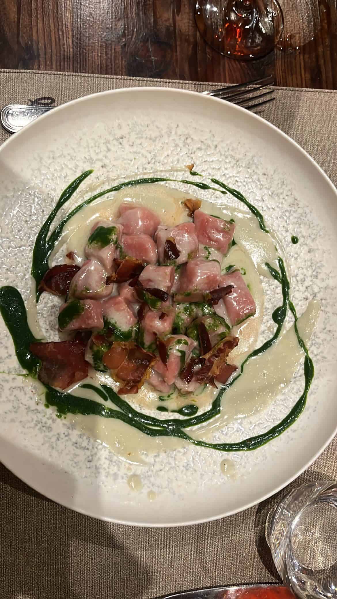 Beetroot gnocchi at L’Ortone