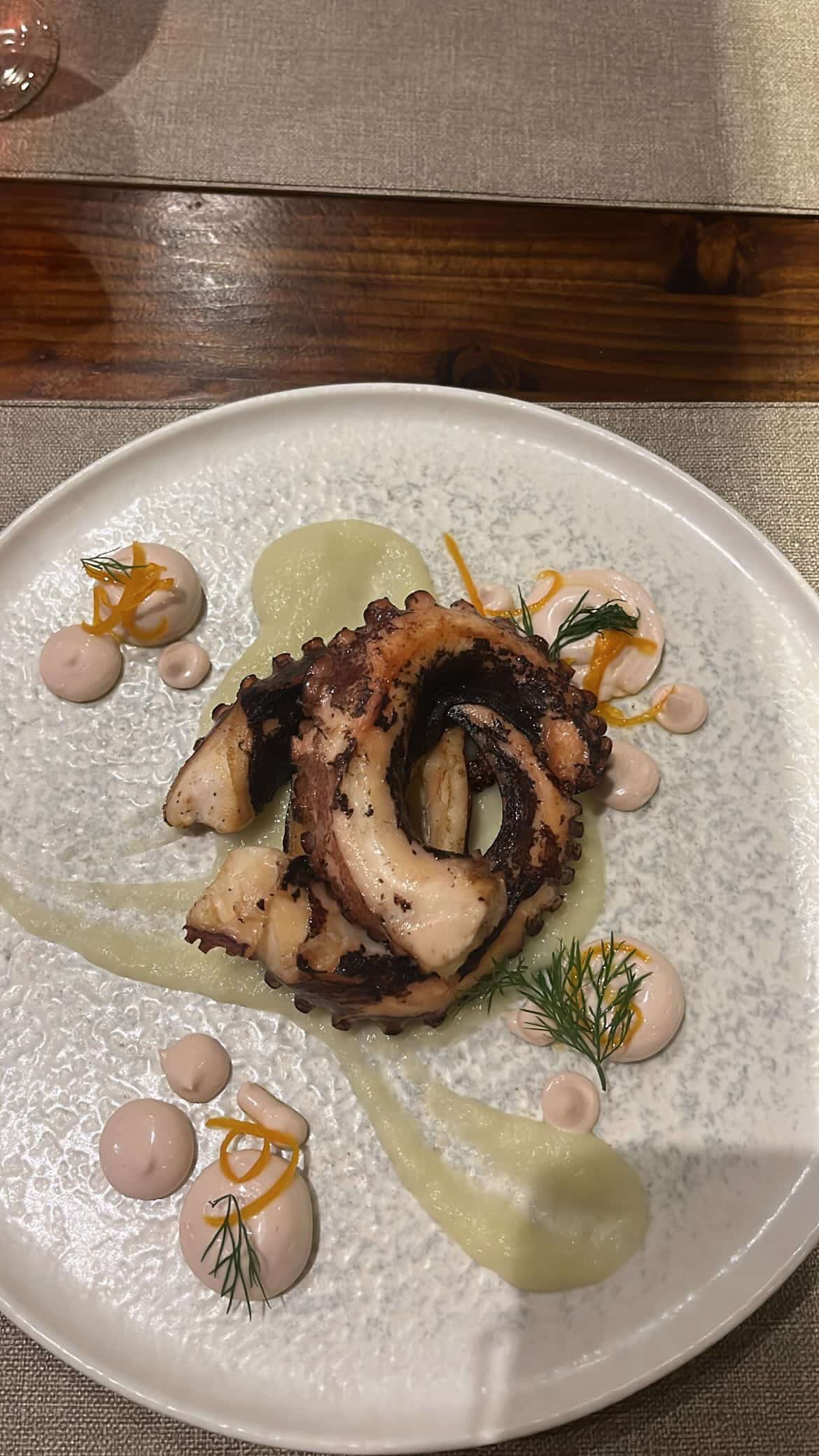 Chargrilled octopus at L’Ortone