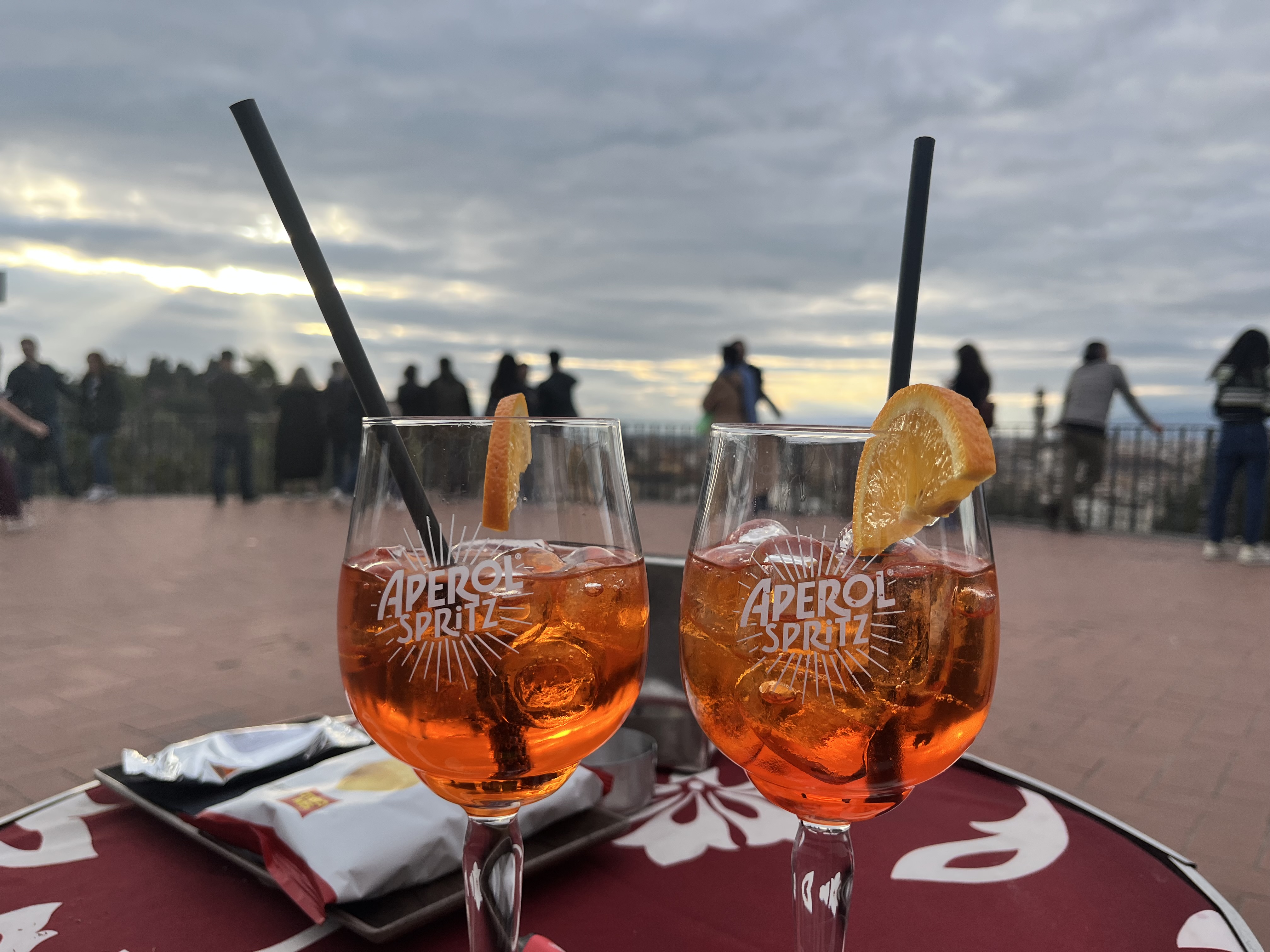 Spritz at the official Aperol Cafe at the Piazzale Michelangelo