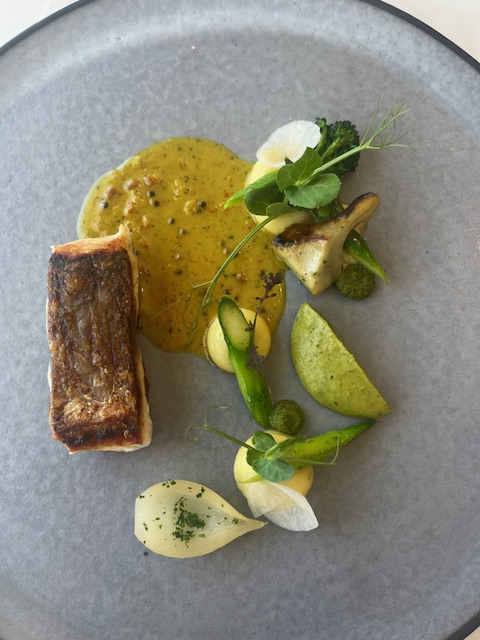 The main course; the red meat was swapped for a fish dish instead